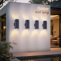 12in Outdoor Wall Lights 4 Packs,Modern Square Outdoor Porch Light,Square Cylinder Up Down Lights Aluminum Waterproof Wall Lighting Exterior Light For Porch Patio Garage No Bulb
