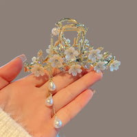 Large Metal Pearl Bell Orchid Tassel Hair Clip - Premium Fashion Deal | Everyday Home Deal