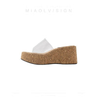 Womens Transparent Wedge Sandals With Thick Soles