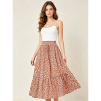 High-waisted A-line Skirt Bohemian-style Printed Flared Skirt