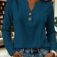 V-neck Buttoned Women's Blouse