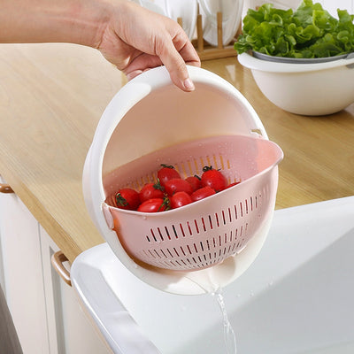 Double-Layer Drain Basket | Fruit Vegetable Rice Strainer | Everyday Home Deal