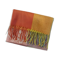 British-style Mens And Womens Couple Tassel Scarf With Large Plaid Pattern