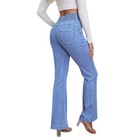 Elastic Waisted High-waist Stretch Slim-fit Boot-lift Denim Trousers
