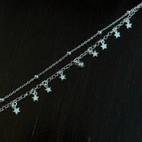 1pc 999 Sterling Silver Double-Layer Star & Bead Anklet, Delicate Luxurious Style, Perfect For Daily Wear & Valentine's Gifts