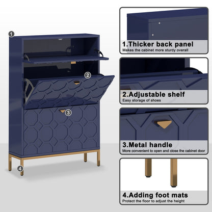 Shoe Organizer 24 Pairs Wood Shoe Storage Cabinet with Drawers