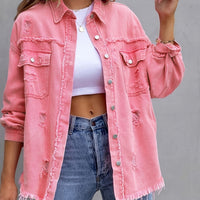 Fashion Ripped Shirt Jacket Female Autumn And Spring Casual Tops Womens Clothing