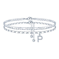 26-letter English Zircon-inlaid Pendant With An NK Chain, Double-layered