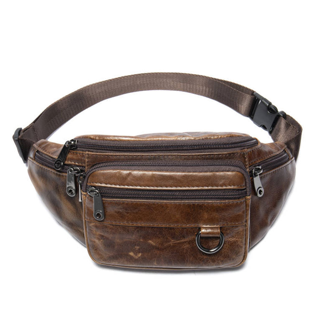 Men's High-End Full-Grain Leather Multifunctional Shoulder Crossbody Waist Bag — Premium Apparel Deal | Everyday Home Deal