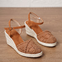 Summer Vacation Mules With Round Toes And Hollowed-out Straw Soles