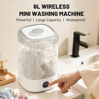 Travel Mini Washer - Cordless Rechargeable Underwear & Socks Washing Machine, Upgraded 6L Portable, Quiet Operation, Perfect For Camping, Dorm, RV & On-the-Go Use