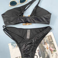 Women Bikini Serpentine Pattern Swimsuit Three Point Tight Swimwear