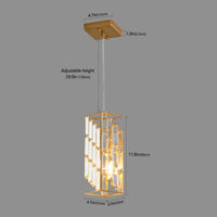4inch Modern Crystal Pendant Light - 3 Pack, Adjustable Hanging Ceiling Lamp With Crystal Prism Design For Dining Room, Kitchen Island, And Living Room -Golden Finish