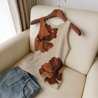 Loving-heart Leopard-print Knitted Vest Crew Neck Slim-fit Breathable