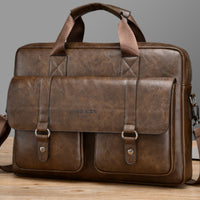 Mens Business Large-Capacity ShoulderCrossbody Simple Briefcase