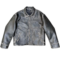 Eco-friendly Leather Handcrafted Distressed And Rubbed Short Wide PU Leather Jacket