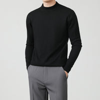 Mens Thickened White Knit Bottoming Sweater