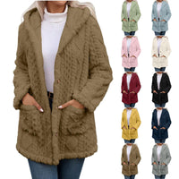 Hooded Solid-Color Cardigan With Buttons, Long-Sleeve Casual Jacket