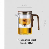 One Click Magnetic Teapot Separation Filtration Glass Tea Pot Wood Handle Tea Water Separation Inner Container Teapot | Everyday Home Deal