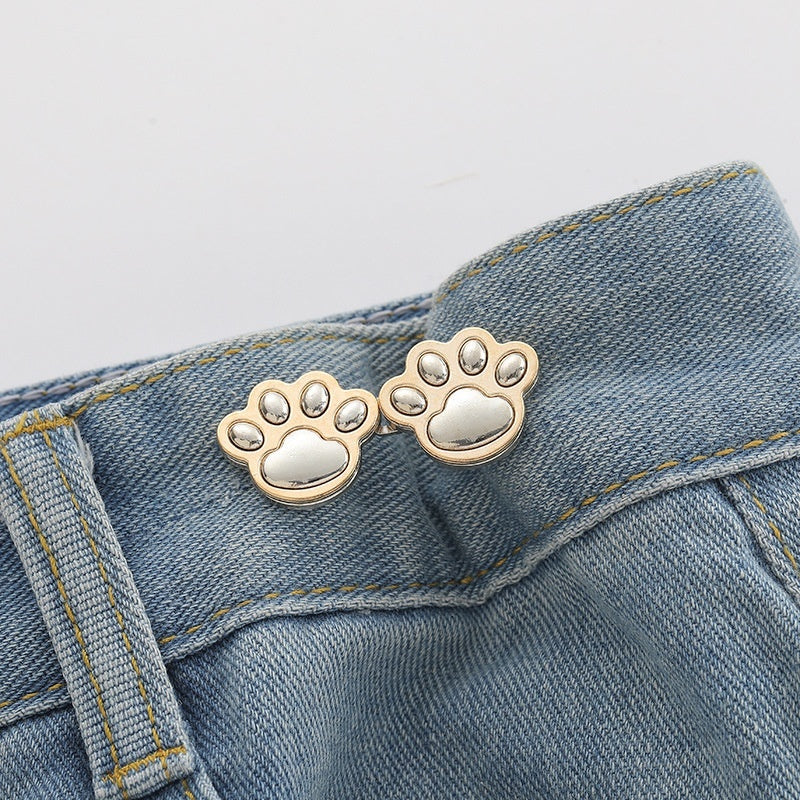 Cute Cat Claw Waist Tightener Buckles – 1 Pair Detachable Adjustable Alloy Buttons for Jeans, Pants & Casual Wear | Everyday Home Deal
