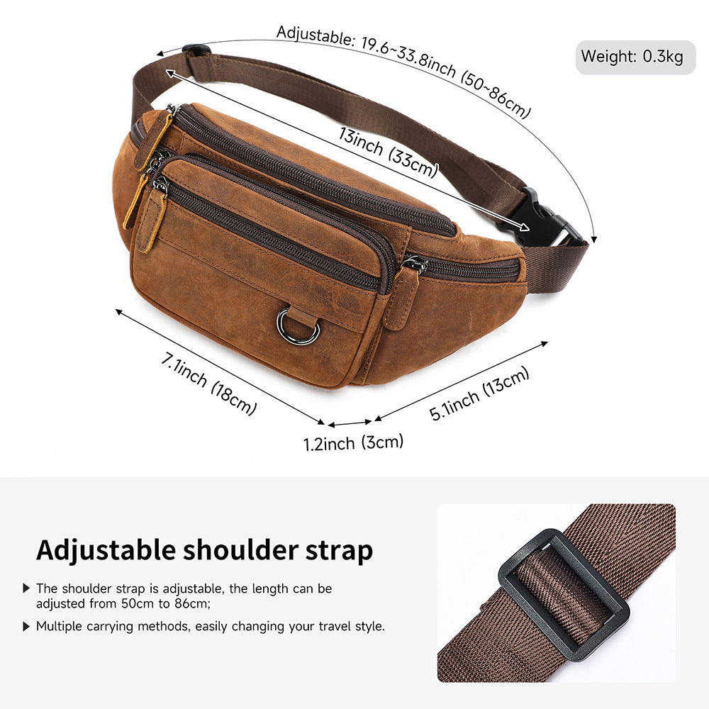 Men's High-End Full-Grain Leather Multifunctional Shoulder Crossbody Waist Bag — Premium Apparel Deal | Everyday Home Deal