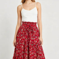 High-waisted A-line Skirt Bohemian-style Printed Flared Skirt