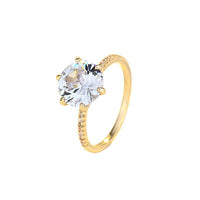 Fashionable Geometric Six-Prong Diamond Ring