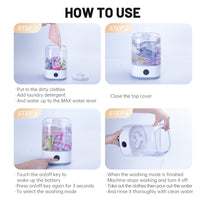 Travel Mini Washer - Cordless Rechargeable Underwear & Socks Washing Machine, Upgraded 6L Portable, Quiet Operation, Perfect For Camping, Dorm, RV & On-the-Go Use