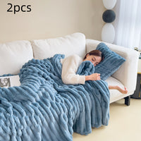 Soft Wind Bubble Velvet Blanket Warm Solid Rabbit Fur Blankets Double-sided Thickening Cover Throw Warm Fur Blanket