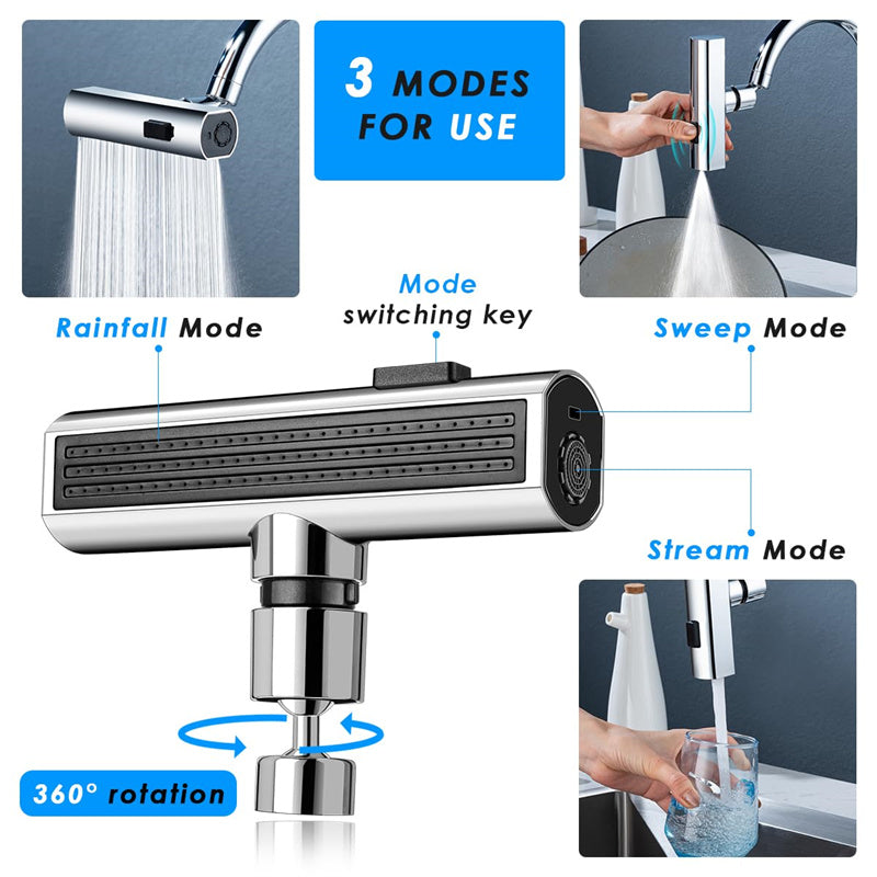 Kitchen Faucet Waterfall Outlet Splash Proof Universal Rotating Bubbler Multifunctional Water Nozzle Extension Kitchen Gadgets | Everyday Home Deal