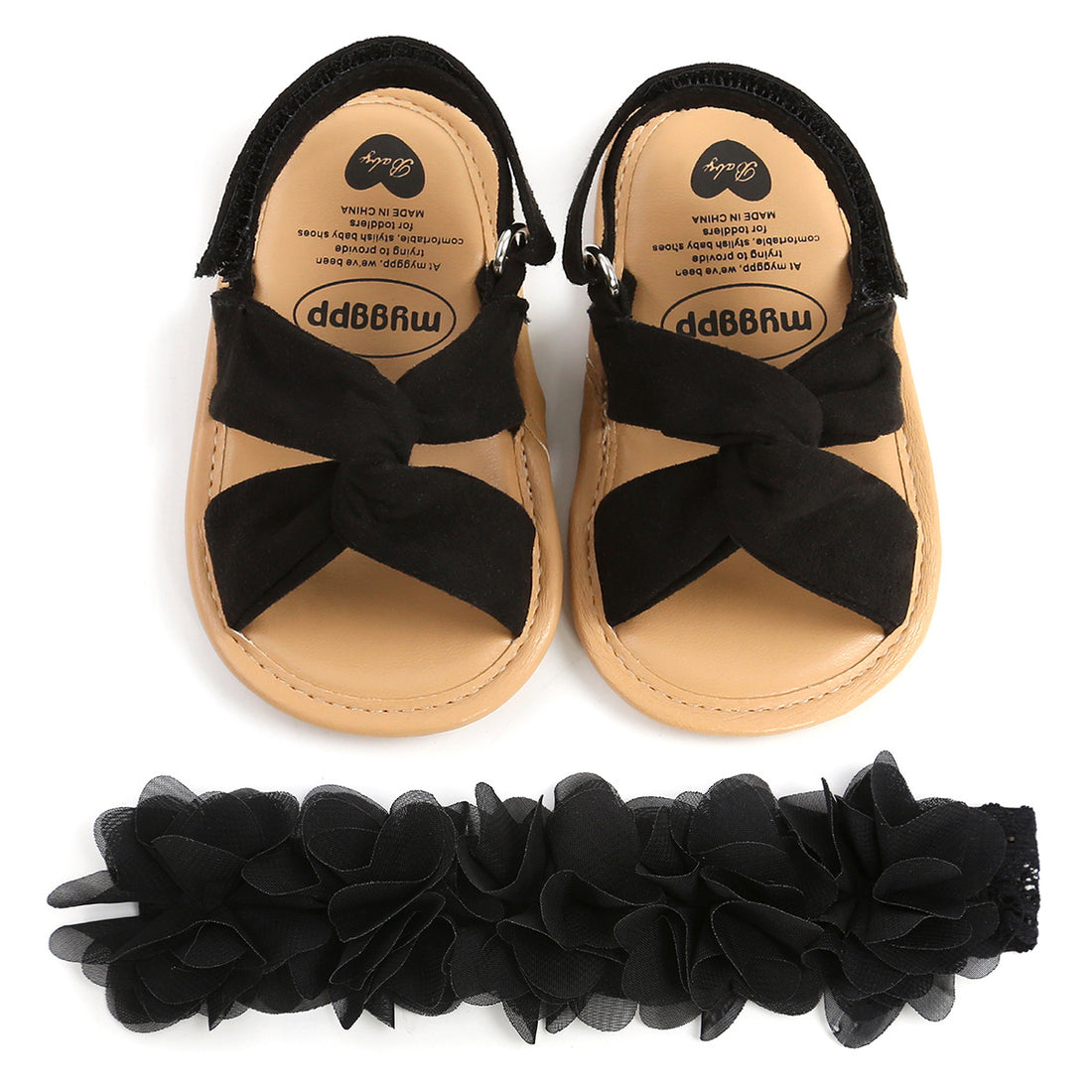 Baby Girls' Summer Cotton Cross Strappy Squeaky Sandals (with Matching Hairbands) — Premium Footwear Deal | Everyday Home Deal