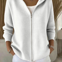 Zip-up Knitted Hooded Sweater Cardigan Coat
