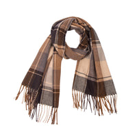 British-style Mens And Womens Couple Tassel Scarf With Large Plaid Pattern