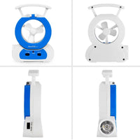 Desk Cooling Fan W/180°Adjustable LED Lamp Baby Stroller Fan Emergency Flashlight Torch
