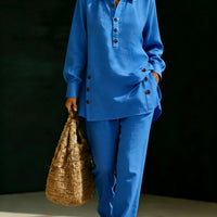 Long-sleeve Shirt And Casual Trousers Two-piece Set