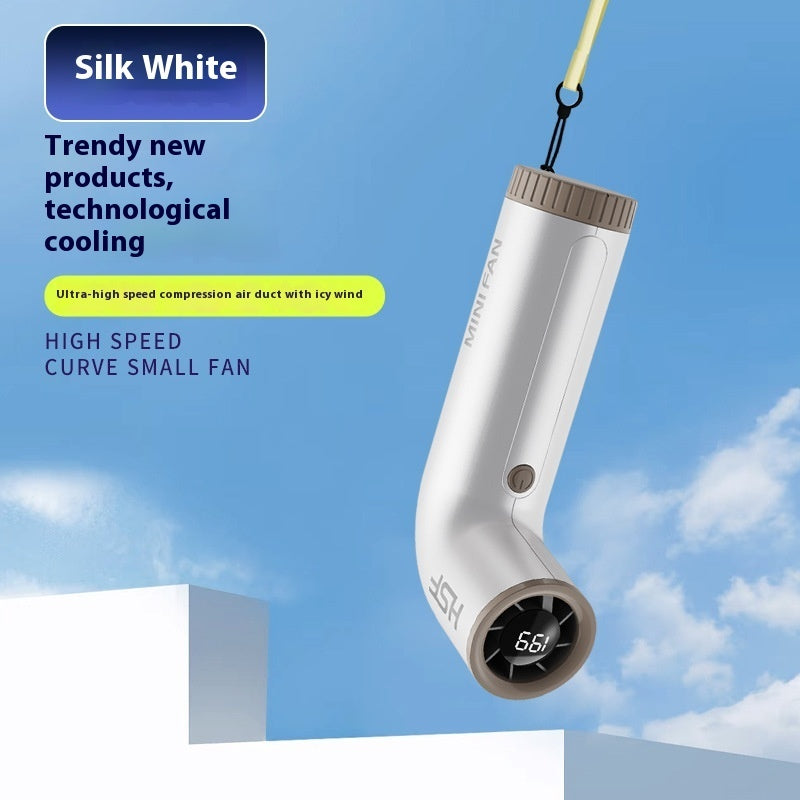 High-speed Portable Fan Little Turbine Digital Display Charging Long Endurance Portable Fan Rechargeable Strong Wind 199 Gear Speed Electric Adjustable Turbo Handheld Fan | Everyday Home Deal