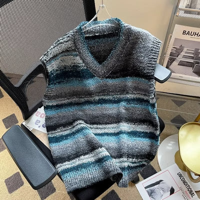 Mens Autumn Lazy-Style Loose-Fit Couples Sleeveless Sweater Vest