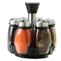 7-Piece Glass Spice Jar Set with Rack | 6 Condiment Jars | Everyday Home Deal