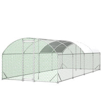 26x9x6Large Metal Chicken Coop,Walk-in Poultry Cage,Chicken Run With Waterproof Cover,Outdoor Backyard Farm,Chicken Rabbits Duck Run Pen,Easy To Assemble And Clean