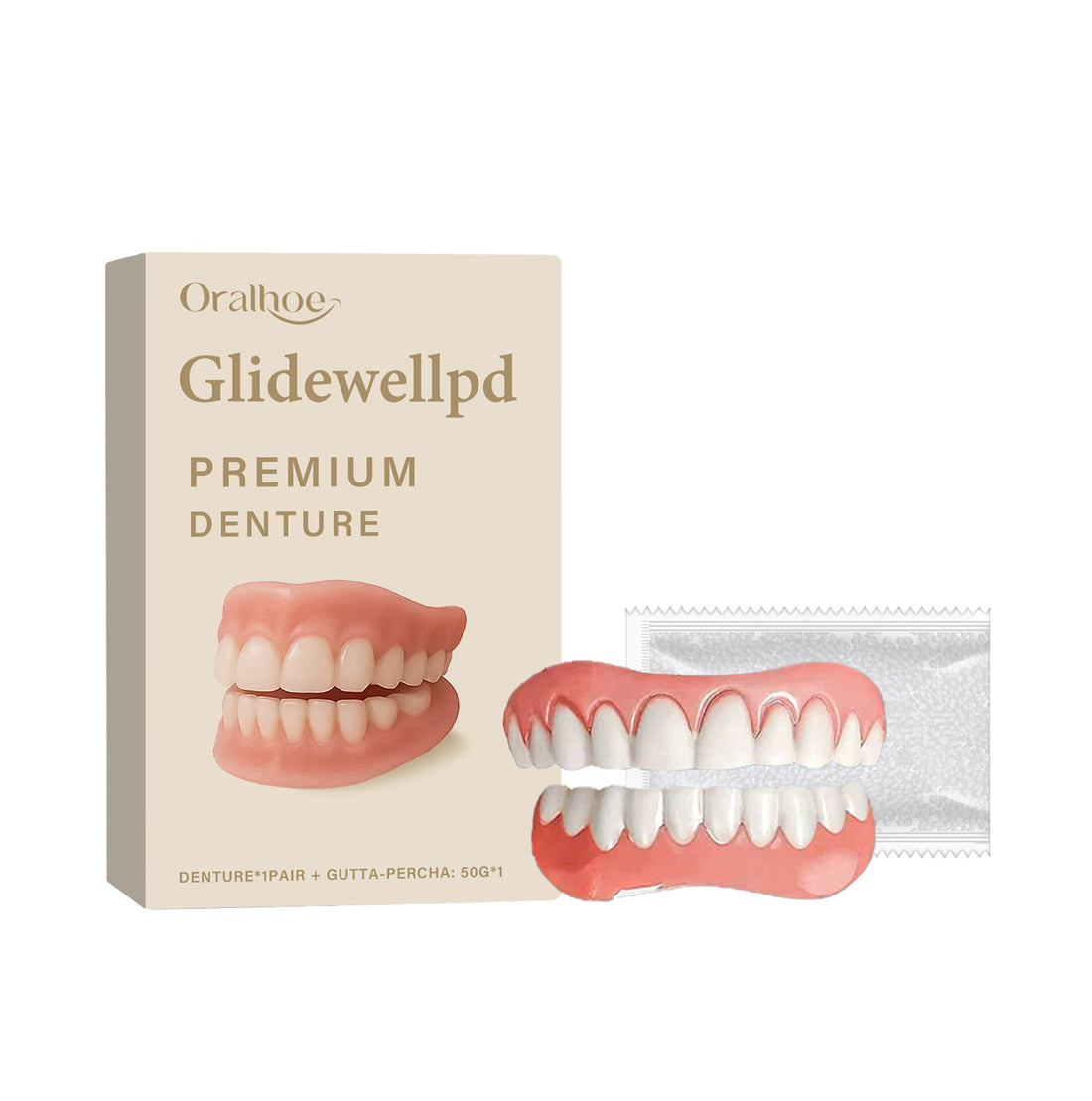 Instant Custom-Fit Dentures - Upper & Lower Full Set with Thermal Molding Kit