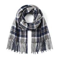 British-style Mens And Womens Couple Tassel Scarf With Large Plaid Pattern