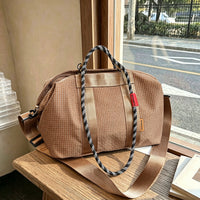 Grid Pattern Large Capacity Tote Bag