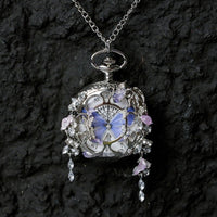 Couples Teal And Green Butterfly Animated Pocket Watch For Graduation Season