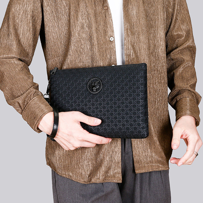 Men's Woven-Texture Personalized Minimalist Clutch | Everyday Home Deal