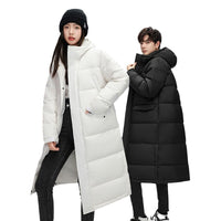 Mens Long Winter White Duck Down Hooded Coat That Goes Below The Knee