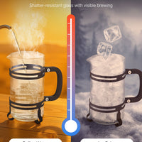 French Press Coffee Maker 34 Oz Borosilicate Glass Coffee Tea Press Silver