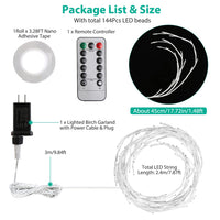 1Pc 7.87FT Lighted Birch Garland Lighted Twig Vine Lights 144LED Birch Garland With Lights String Light With Timer 8 Modes IP45 Waterproof For Christmas Fireplace Home Decoration