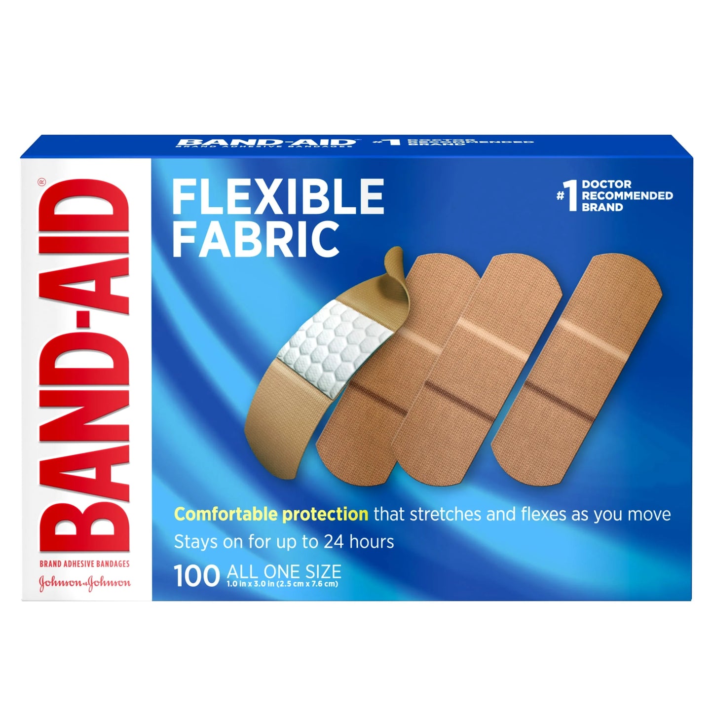 Brand Flexible Fabric Adhesive Bandages, All One Size, 100 Count