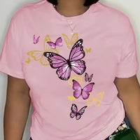 Butterfly-cluster Womens T-shirt Delicate Graphic Casual Top