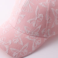Solid-color Butterfly Printed Adjustable Simple And Sweet Peaked Cap Baseball Cap, Suitable For Couples' Date Shopping